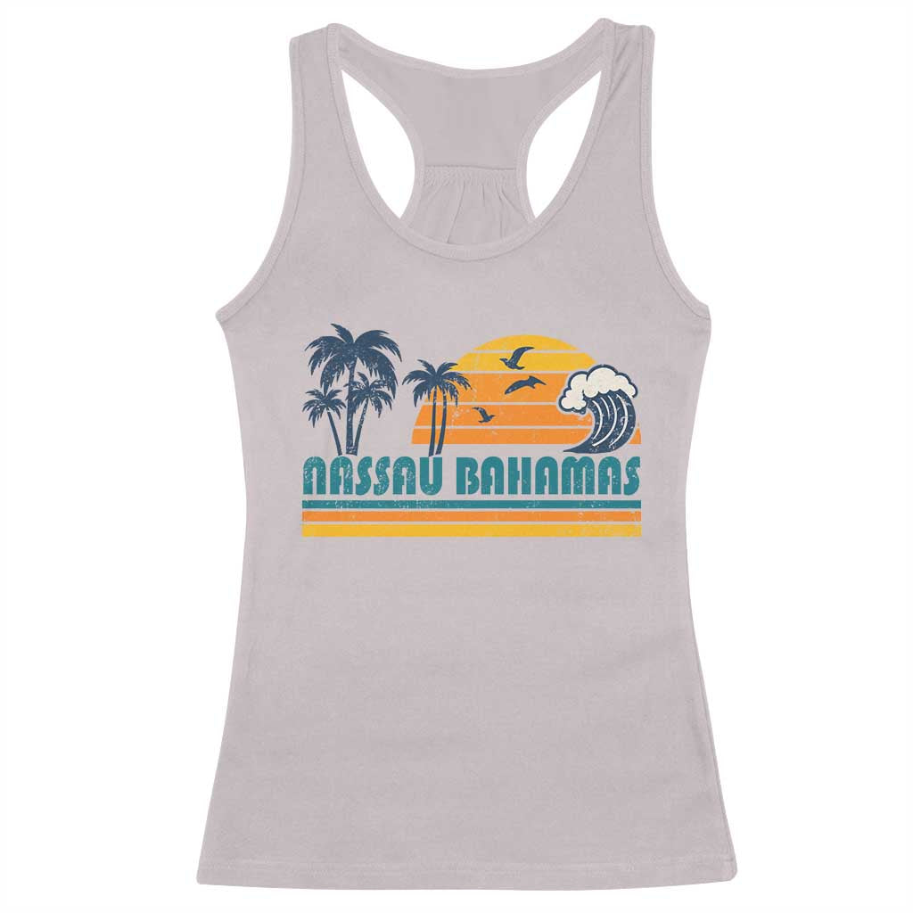 Vintage Nassau Racerback Tank Top Bahamas Vacation Beach Summer Retro Sunset - Wonder Print Shop