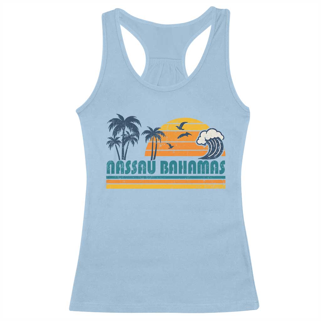 Vintage Nassau Racerback Tank Top Bahamas Vacation Beach Summer Retro Sunset - Wonder Print Shop