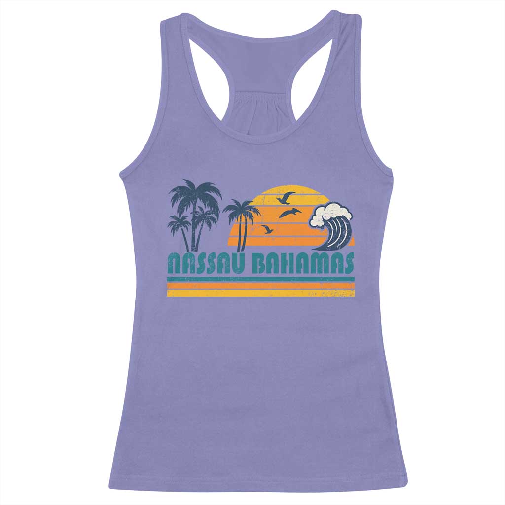Vintage Nassau Racerback Tank Top Bahamas Vacation Beach Summer Retro Sunset - Wonder Print Shop