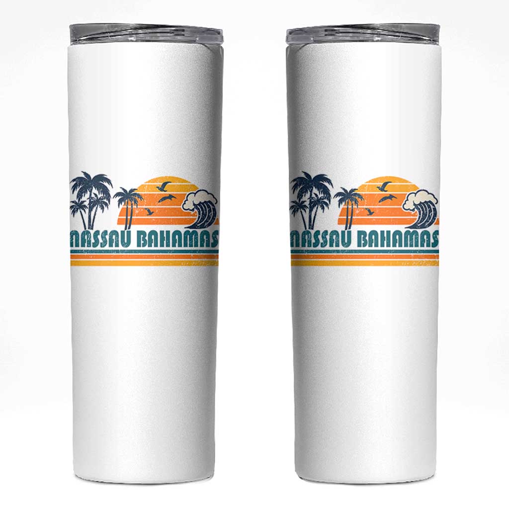 Vintage Nassau Skinny Tumbler Bahamas Vacation Beach Summer Retro Sunset - Wonder Print Shop