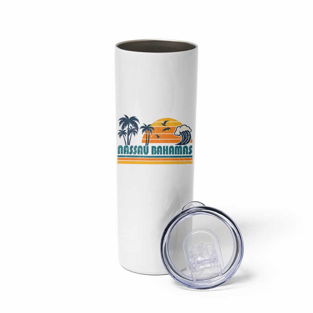 Vintage Nassau Skinny Tumbler Bahamas Vacation Beach Summer Retro Sunset - Wonder Print Shop