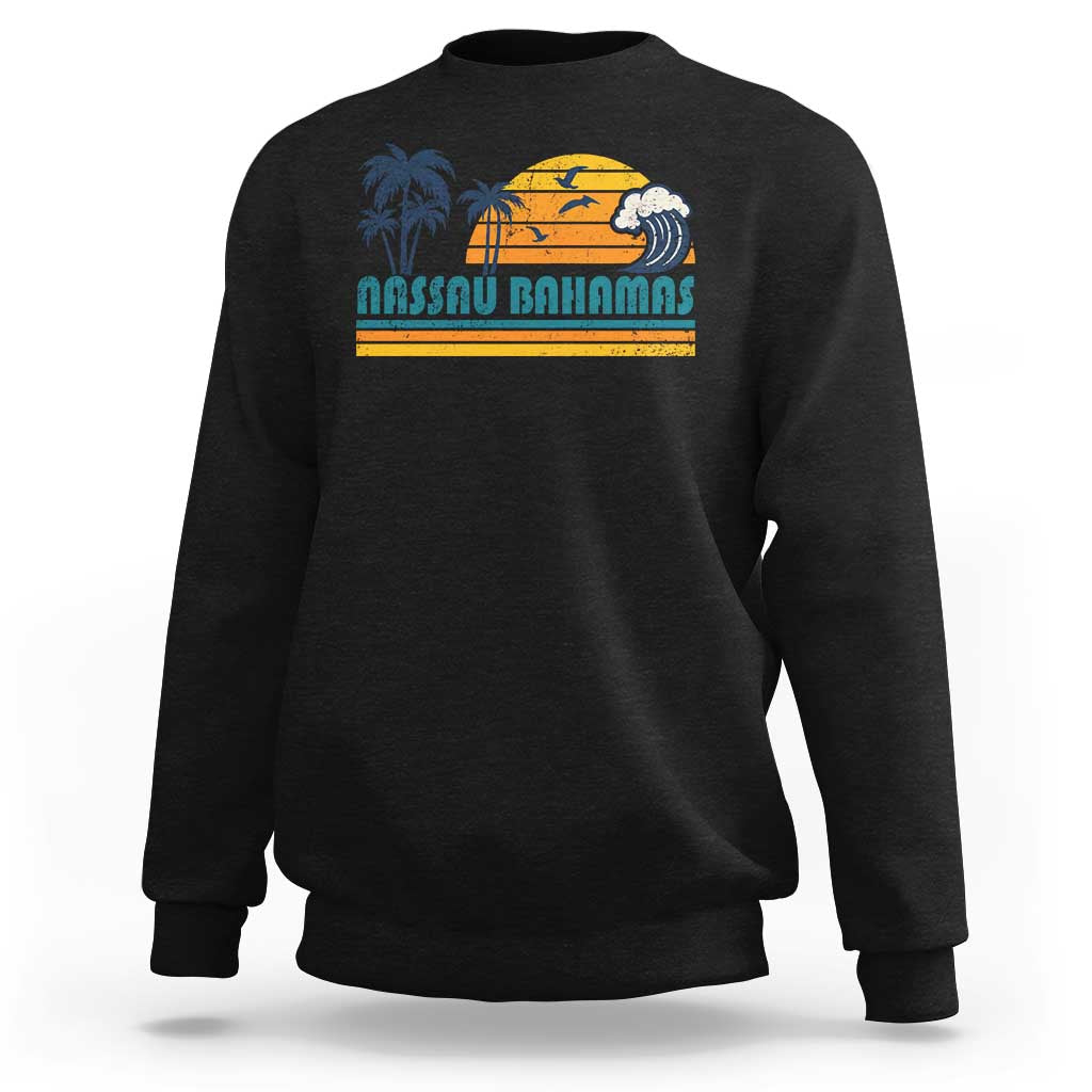 Vintage Nassau Sweatshirt Bahamas Vacation Beach Summer Retro Sunset - Wonder Print Shop