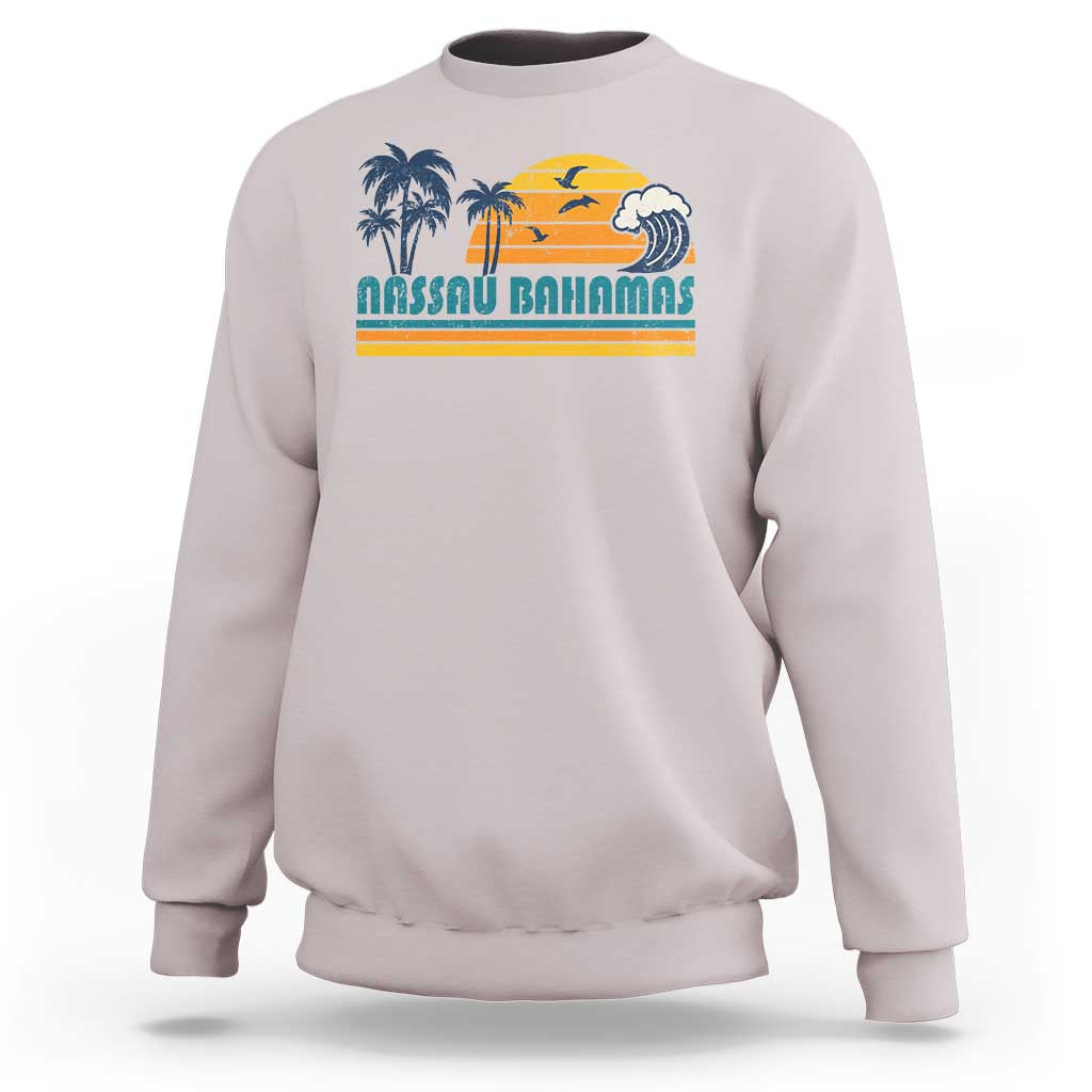 Vintage Nassau Sweatshirt Bahamas Vacation Beach Summer Retro Sunset - Wonder Print Shop
