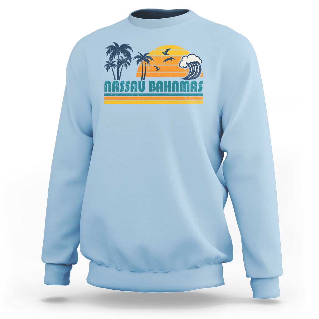 Vintage Nassau Sweatshirt Bahamas Vacation Beach Summer Retro Sunset - Wonder Print Shop