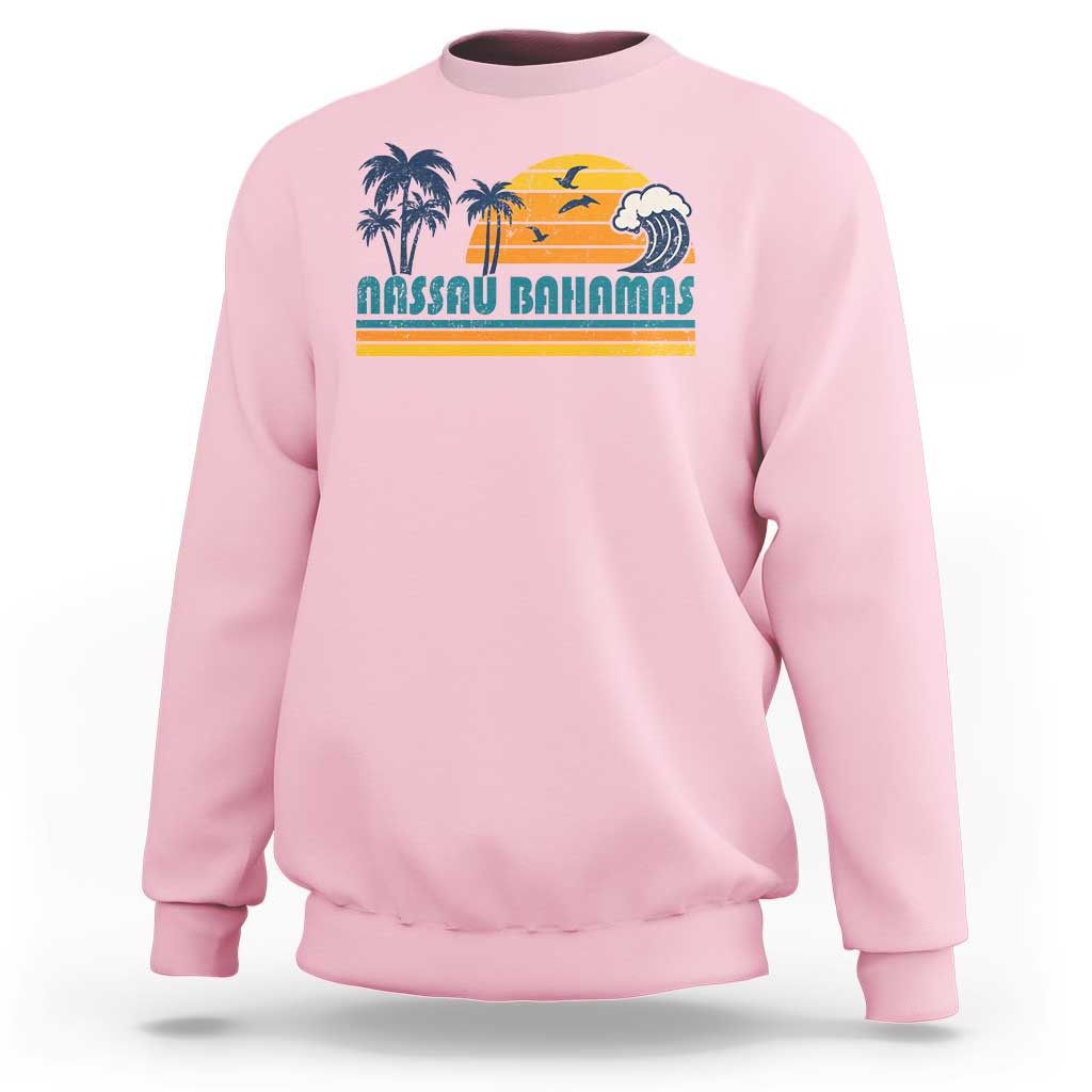 Vintage Nassau Sweatshirt Bahamas Vacation Beach Summer Retro Sunset - Wonder Print Shop