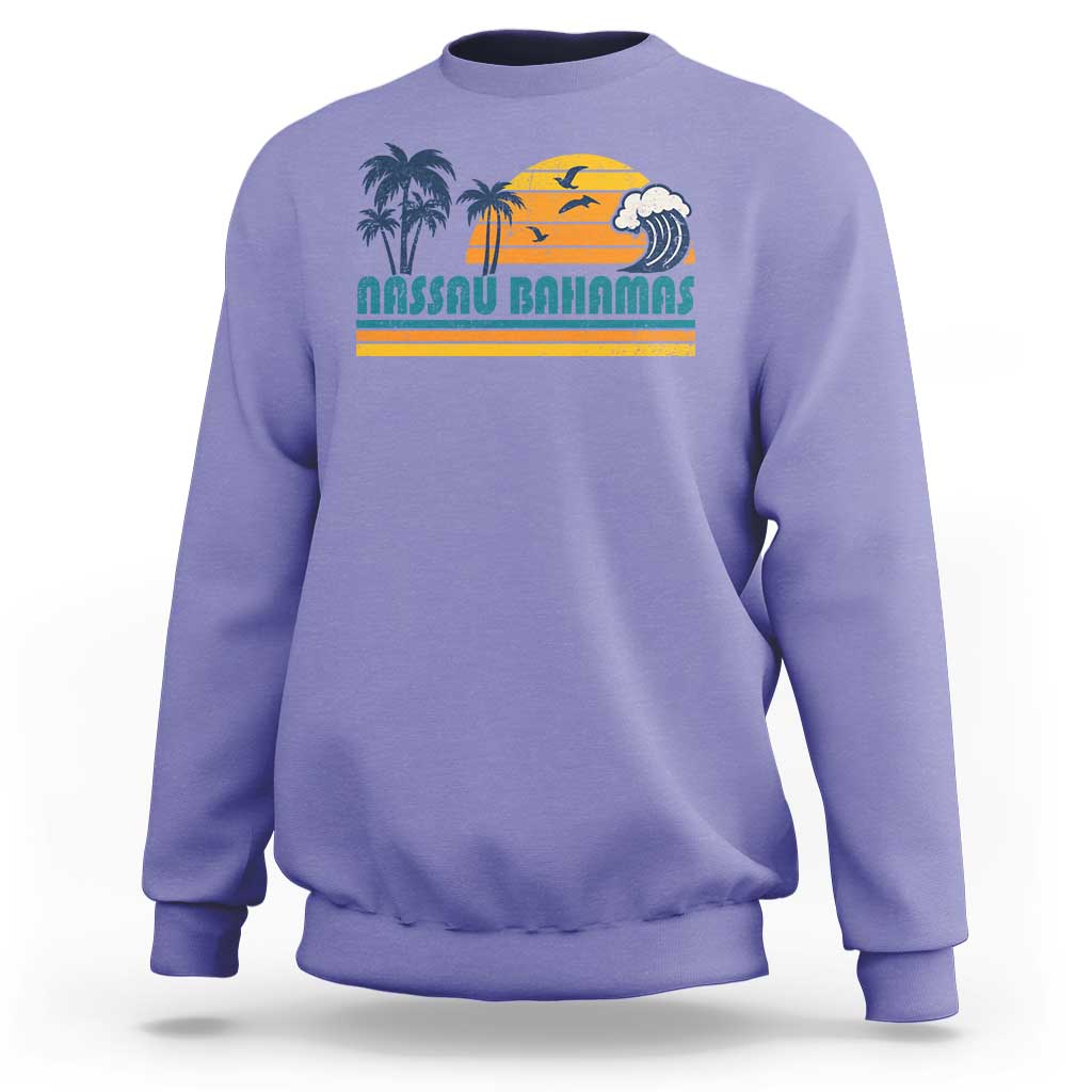 Vintage Nassau Sweatshirt Bahamas Vacation Beach Summer Retro Sunset - Wonder Print Shop