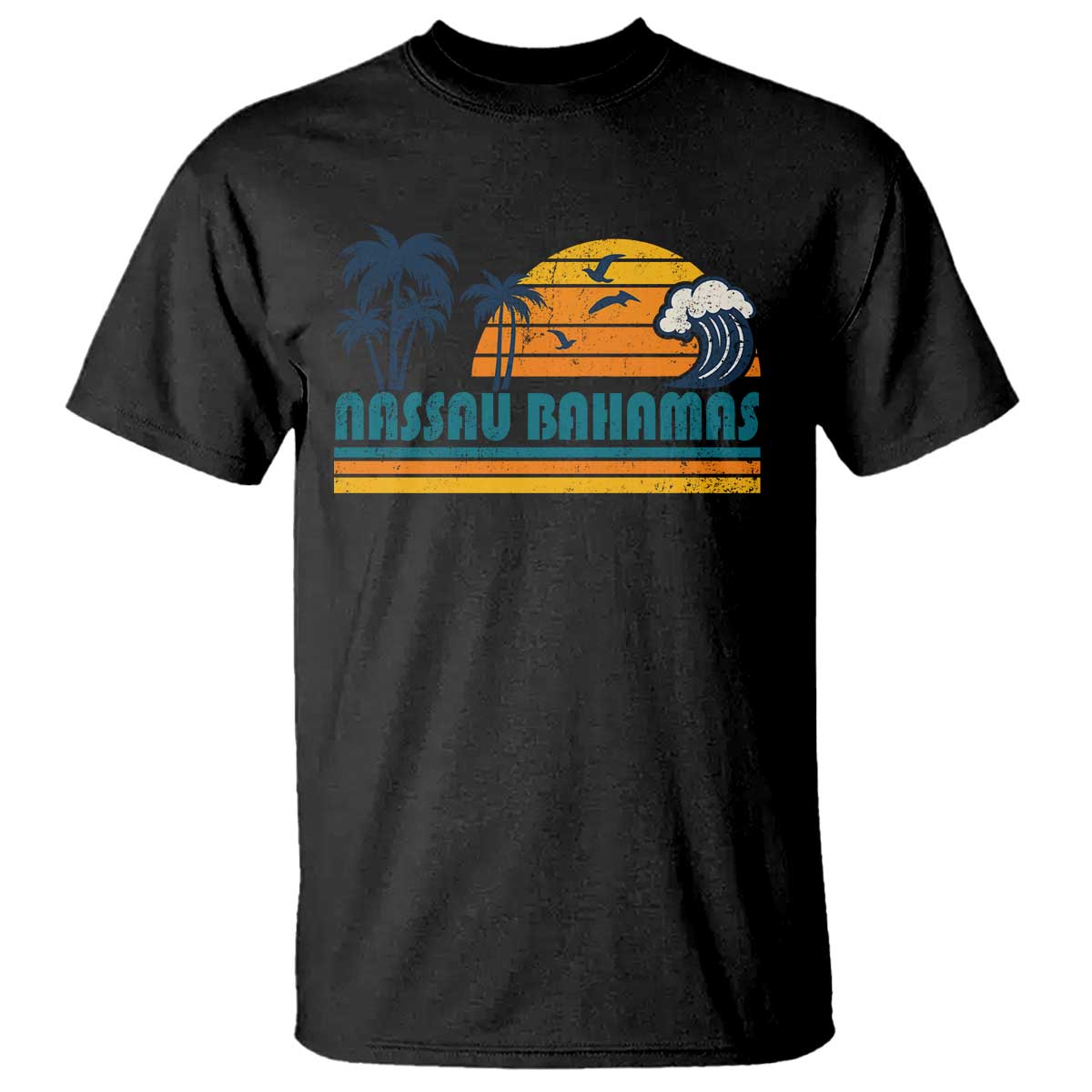 Vintage Nassau T Shirt Bahamas Vacation Beach Summer Retro Sunset - Wonder Print Shop