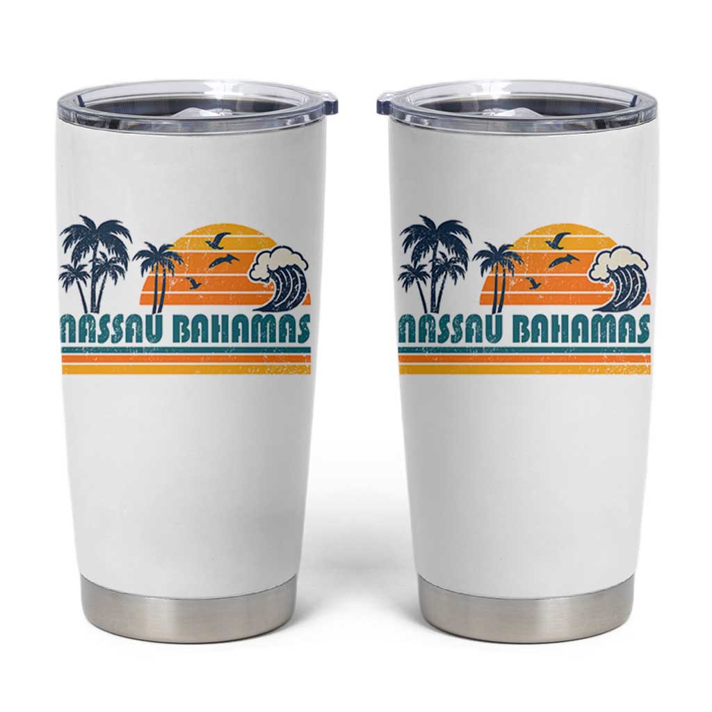 Vintage Nassau Tumbler Cup Bahamas Vacation Beach Summer Retro Sunset - Wonder Print Shop