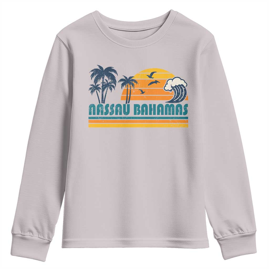 Vintage Nassau Youth Sweatshirt Bahamas Vacation Beach Summer Retro Sunset - Wonder Print Shop