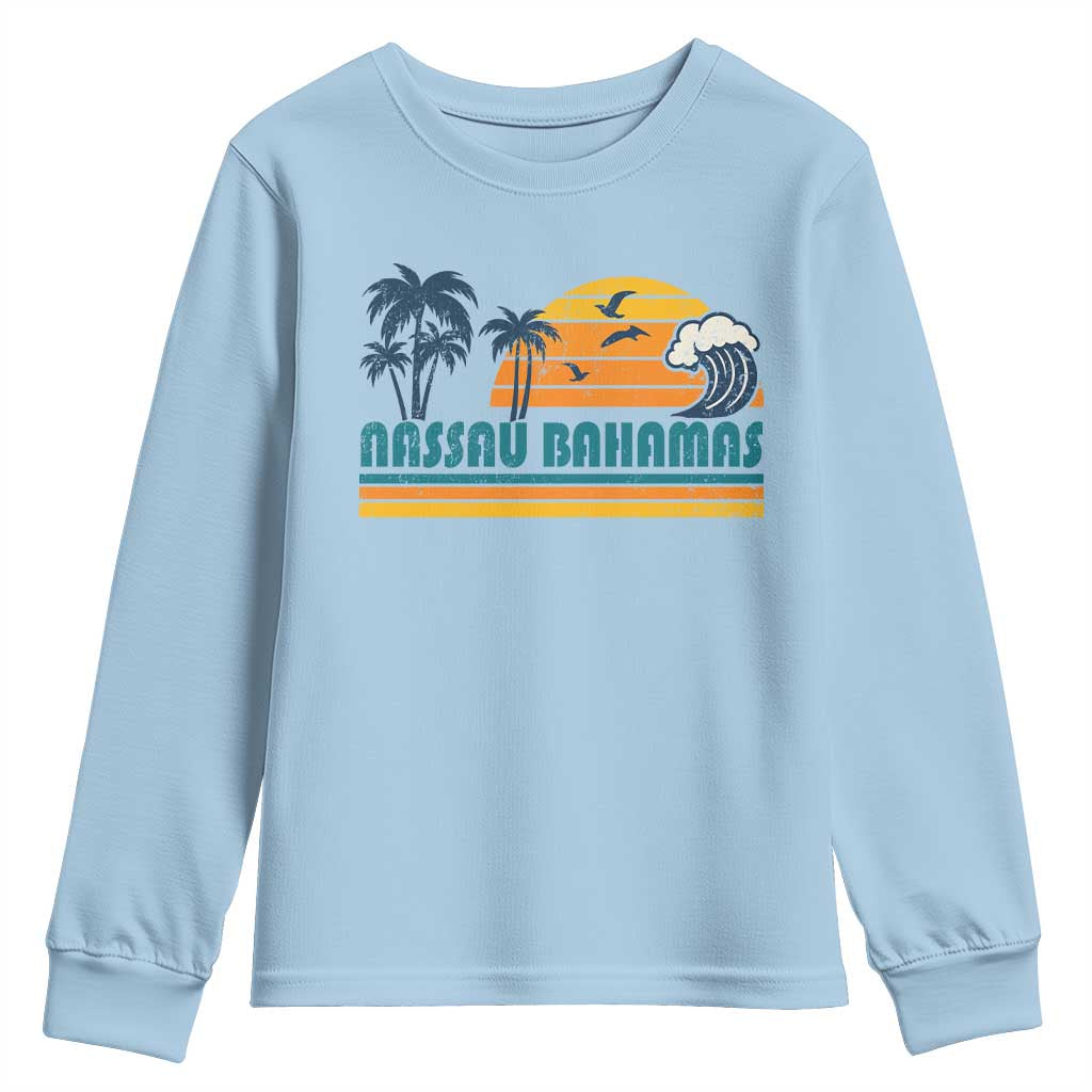 Vintage Nassau Youth Sweatshirt Bahamas Vacation Beach Summer Retro Sunset - Wonder Print Shop