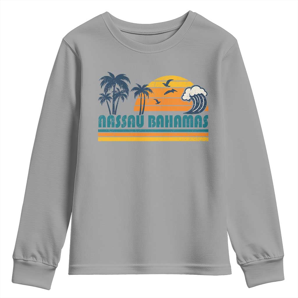 Vintage Nassau Youth Sweatshirt Bahamas Vacation Beach Summer Retro Sunset - Wonder Print Shop