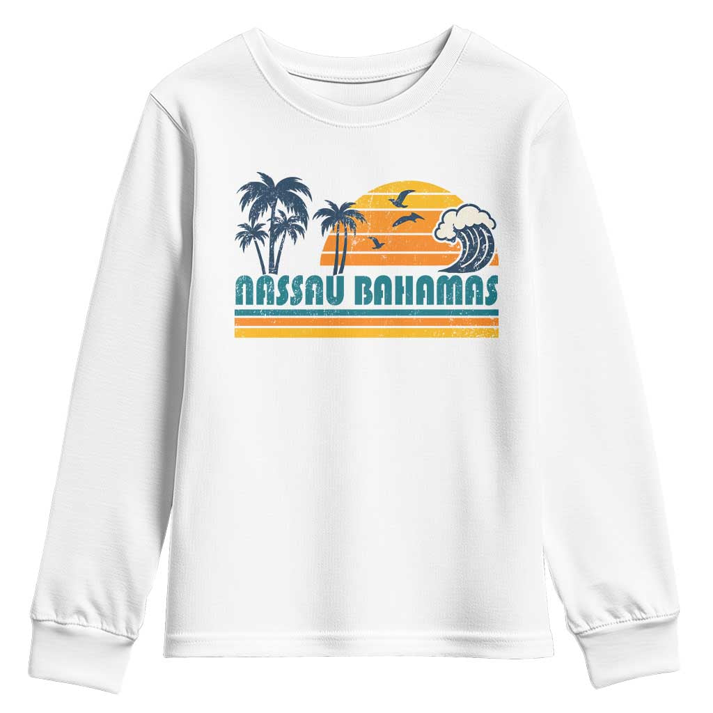 Vintage Nassau Youth Sweatshirt Bahamas Vacation Beach Summer Retro Sunset - Wonder Print Shop