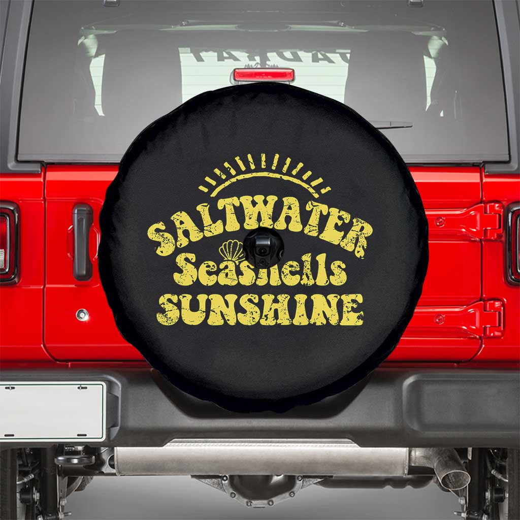 Saltwater Seashells Sunshine Spare Tire Cover Beach Summer Vacation Vintage 70's Retro - Wonder Print Shop