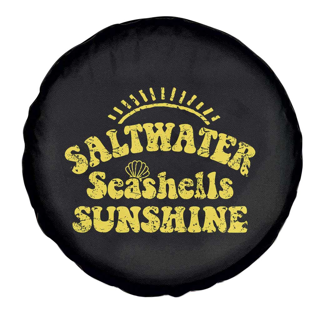 Saltwater Seashells Sunshine Spare Tire Cover Beach Summer Vacation Vintage 70's Retro - Wonder Print Shop