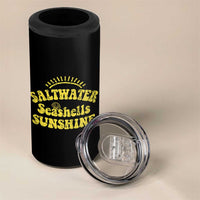 Saltwater Seashells Sunshine 4 in 1 Can Cooler Tumbler Beach Summer Vacation Vintage 70's Retro - Wonder Print Shop