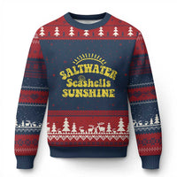Saltwater Seashells Sunshine Ugly Christmas Sweater Beach Summer Vacation Vintage 70's Retro - Wonder Print Shop