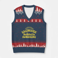 Saltwater Seashells Sunshine V-Neck Knit Sweater Vest Beach Summer Vacation Vintage 70's Retro - Wonder Print Shop
