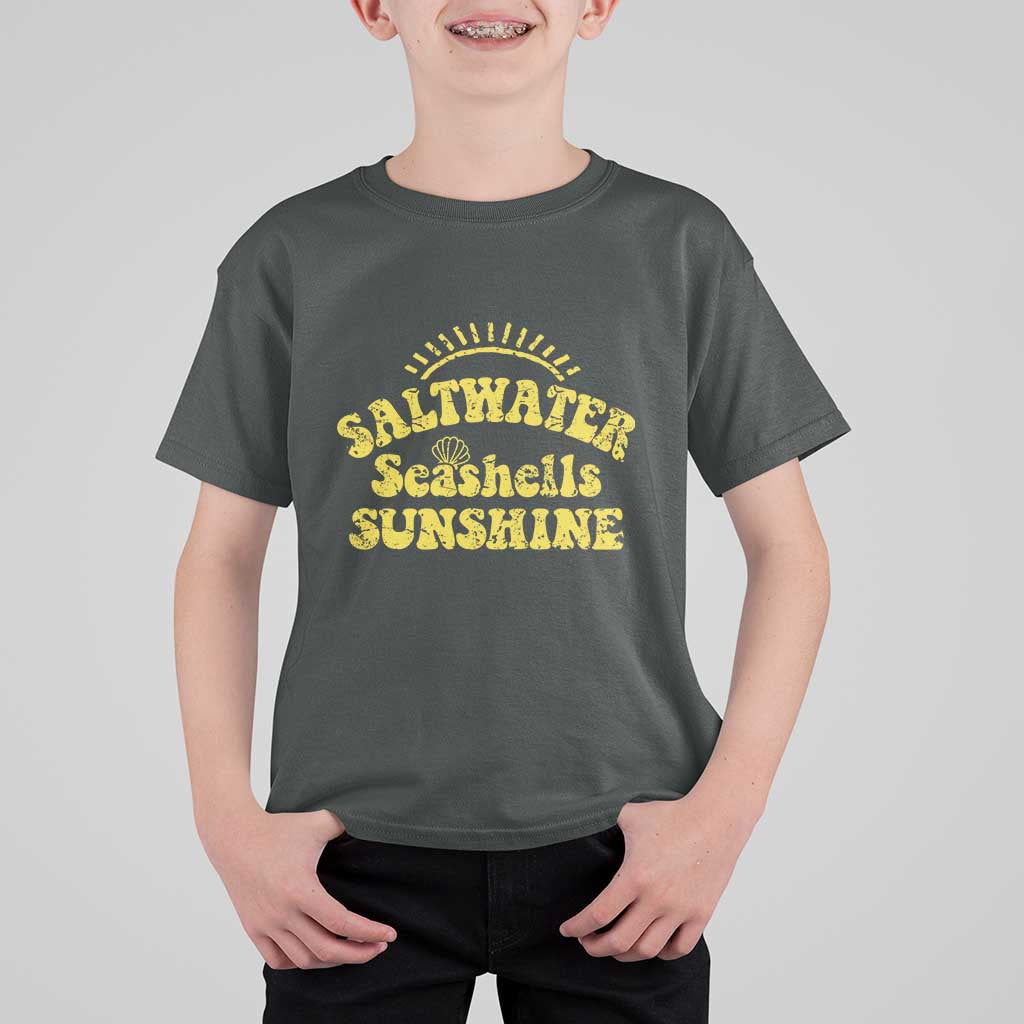 Saltwater Seashells Sunshine T Shirt For Kid Beach Summer Vacation Vintage 70's Retro - Wonder Print Shop