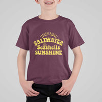 Saltwater Seashells Sunshine T Shirt For Kid Beach Summer Vacation Vintage 70's Retro - Wonder Print Shop