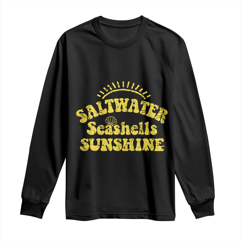 Saltwater Seashells Sunshine Long Sleeve Shirt Beach Summer Vacation Vintage 70's Retro - Wonder Print Shop
