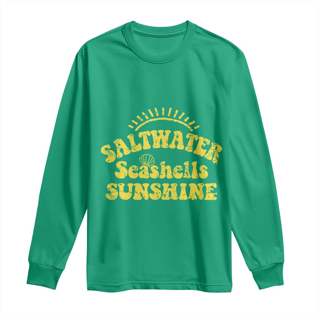 Saltwater Seashells Sunshine Long Sleeve Shirt Beach Summer Vacation Vintage 70's Retro - Wonder Print Shop