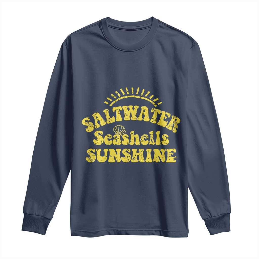 Saltwater Seashells Sunshine Long Sleeve Shirt Beach Summer Vacation Vintage 70's Retro - Wonder Print Shop