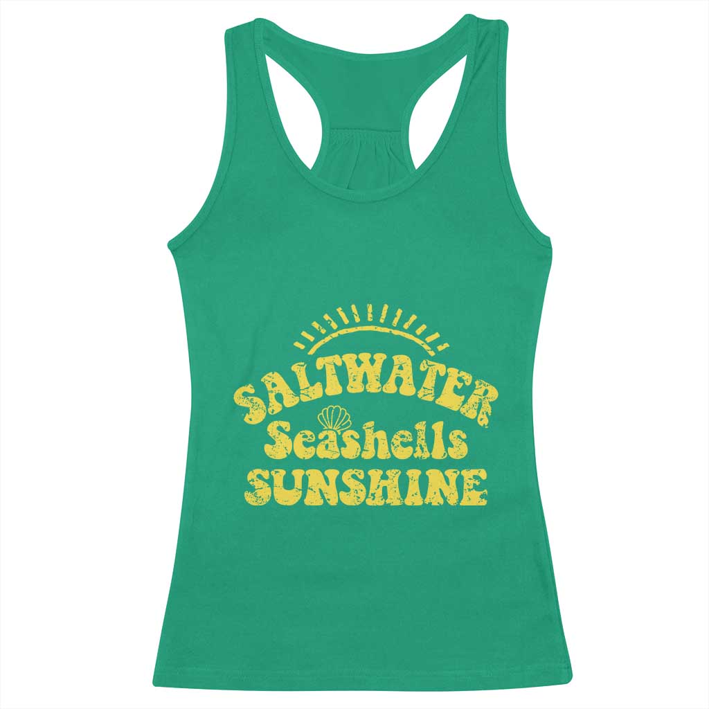 Saltwater Seashells Sunshine Racerback Tank Top Beach Summer Vacation Vintage 70's Retro - Wonder Print Shop