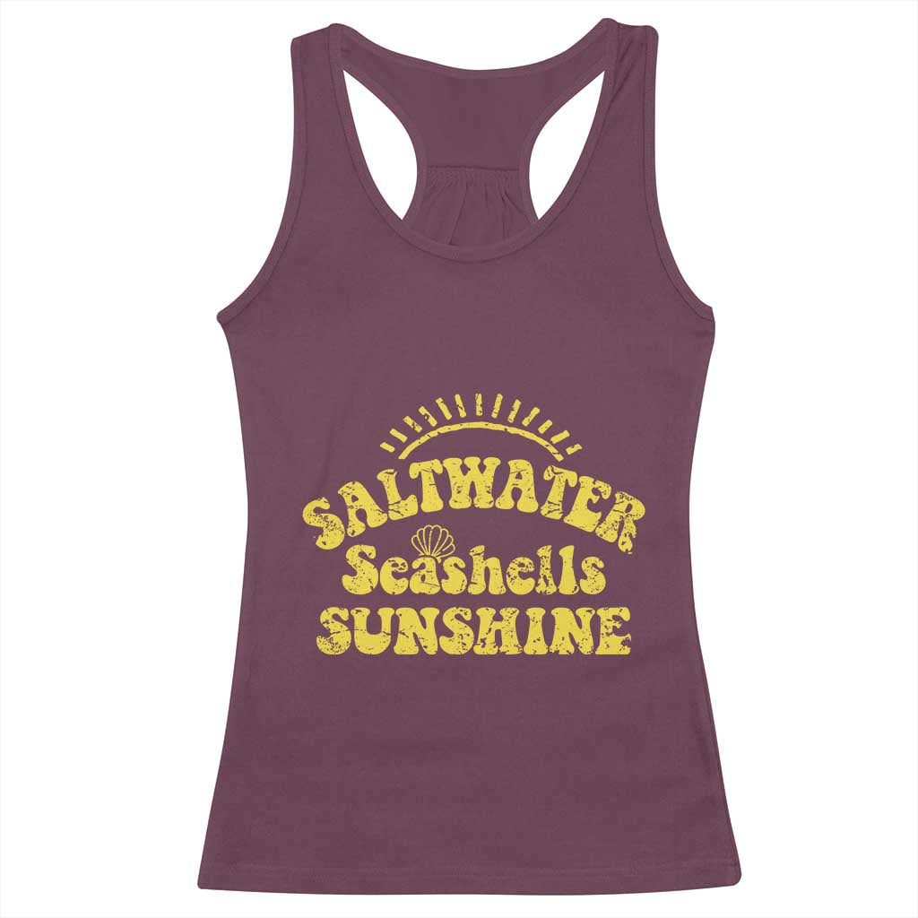 Saltwater Seashells Sunshine Racerback Tank Top Beach Summer Vacation Vintage 70's Retro - Wonder Print Shop