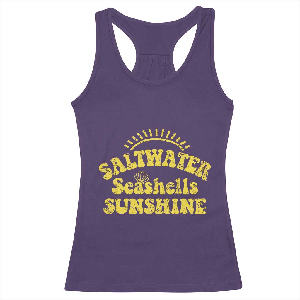 Saltwater Seashells Sunshine Racerback Tank Top Beach Summer Vacation Vintage 70's Retro - Wonder Print Shop