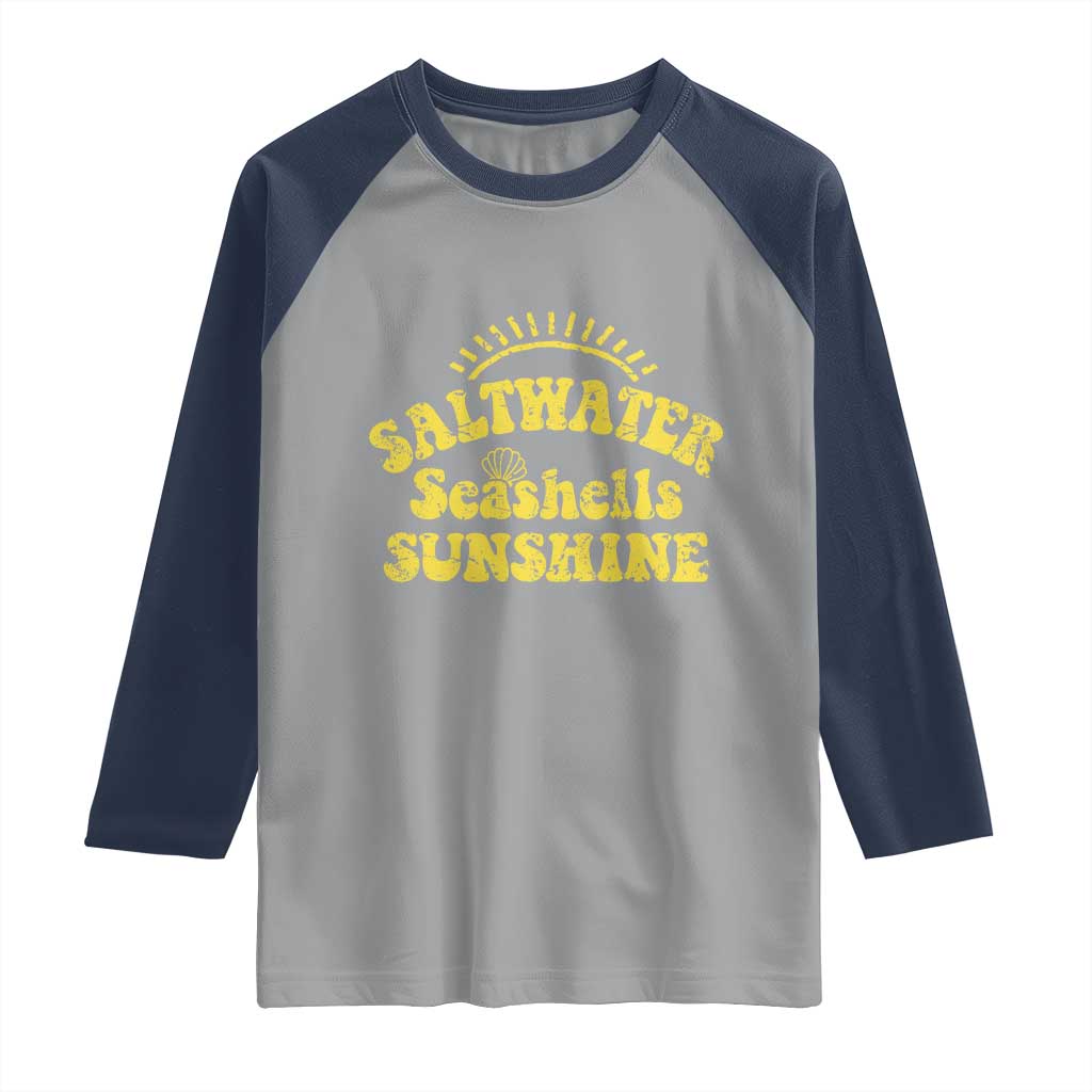 Saltwater Seashells Sunshine Raglan Shirt Beach Summer Vacation Vintage 70's Retro - Wonder Print Shop