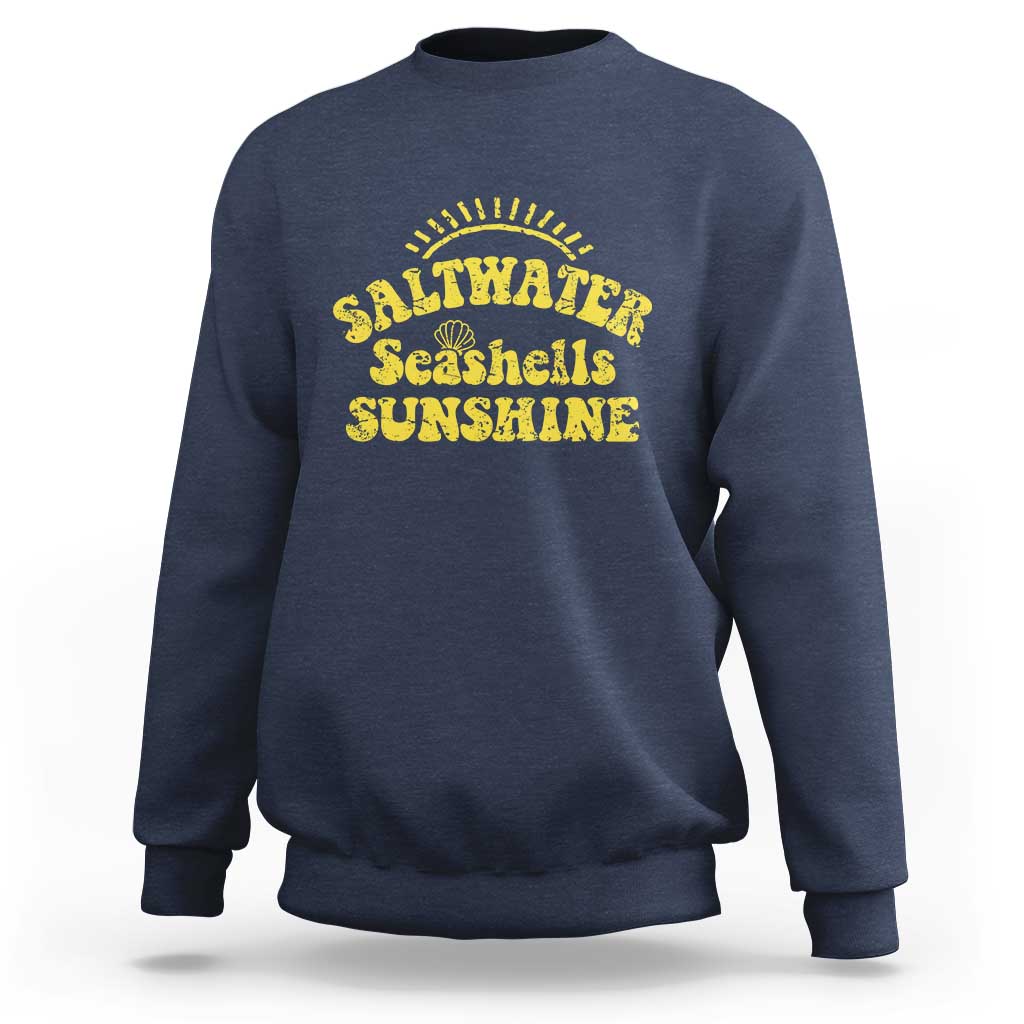 Saltwater Seashells Sunshine Sweatshirt Beach Summer Vacation Vintage 70's Retro - Wonder Print Shop