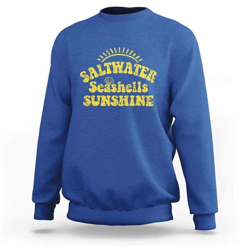 Saltwater Seashells Sunshine Sweatshirt Beach Summer Vacation Vintage 70's Retro - Wonder Print Shop