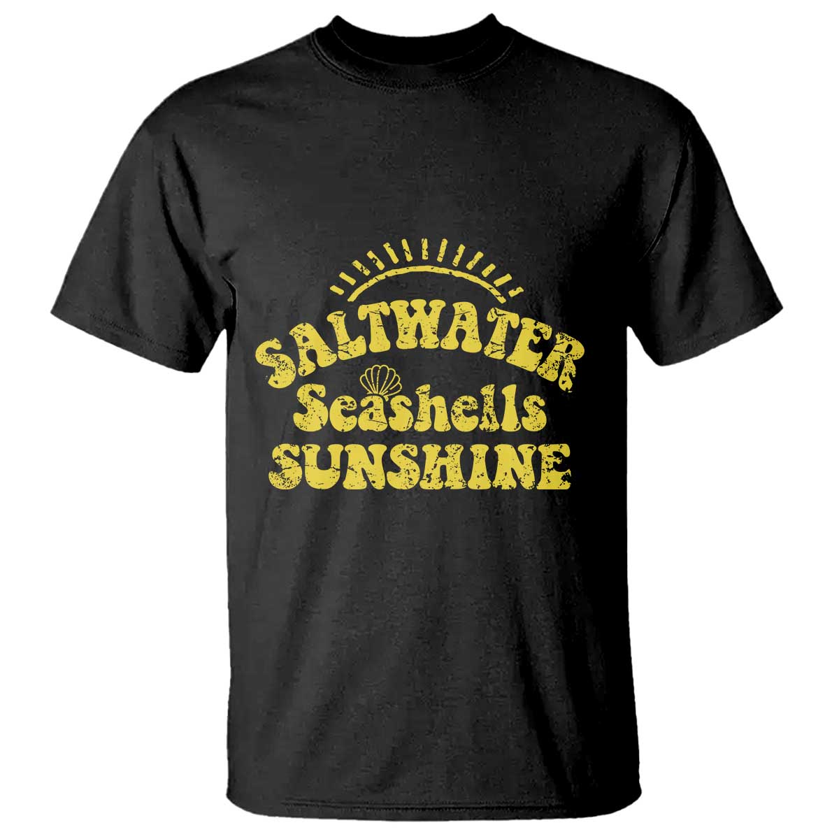 Saltwater Seashells Sunshine T Shirt Beach Summer Vacation Vintage 70's Retro - Wonder Print Shop