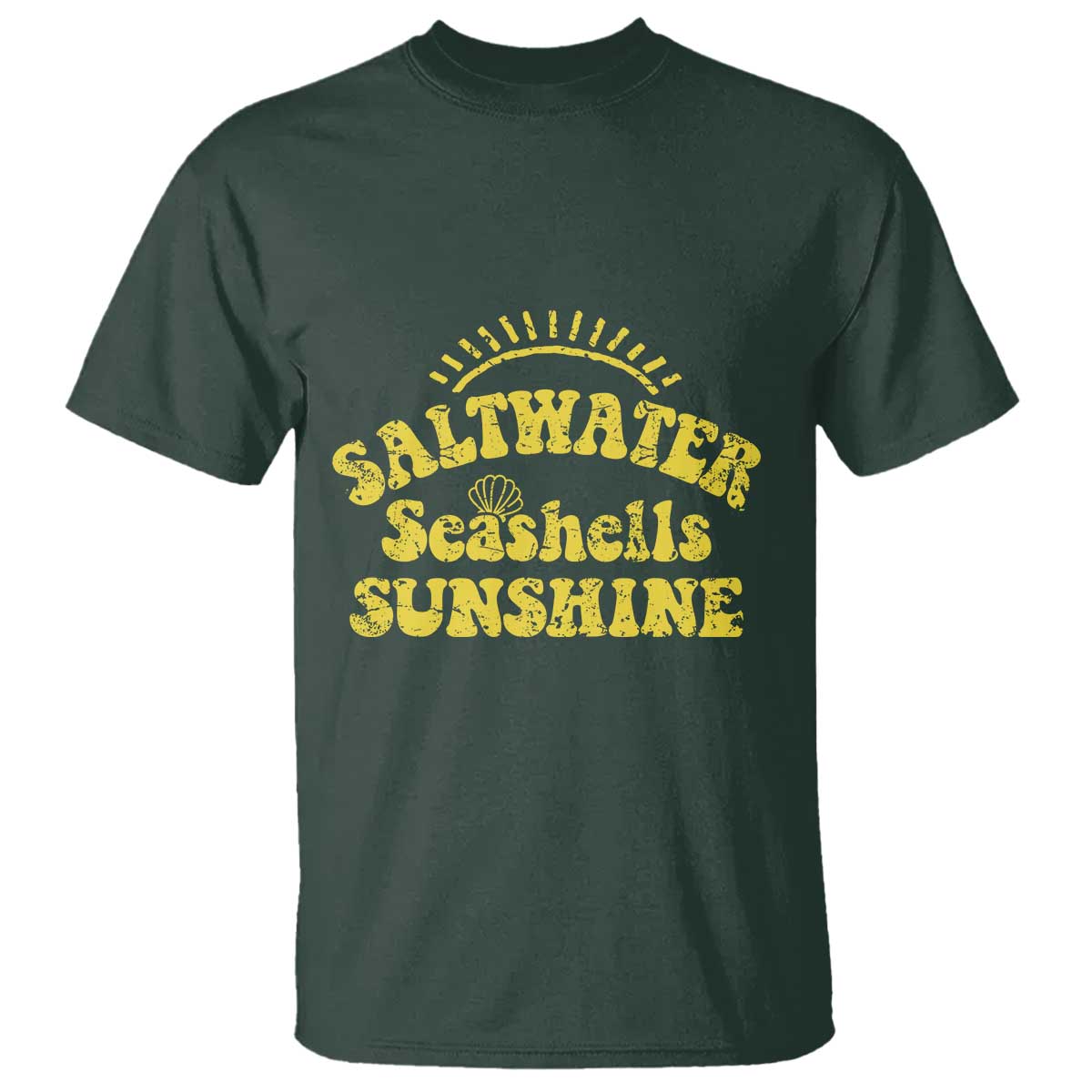 Saltwater Seashells Sunshine T Shirt Beach Summer Vacation Vintage 70's Retro - Wonder Print Shop