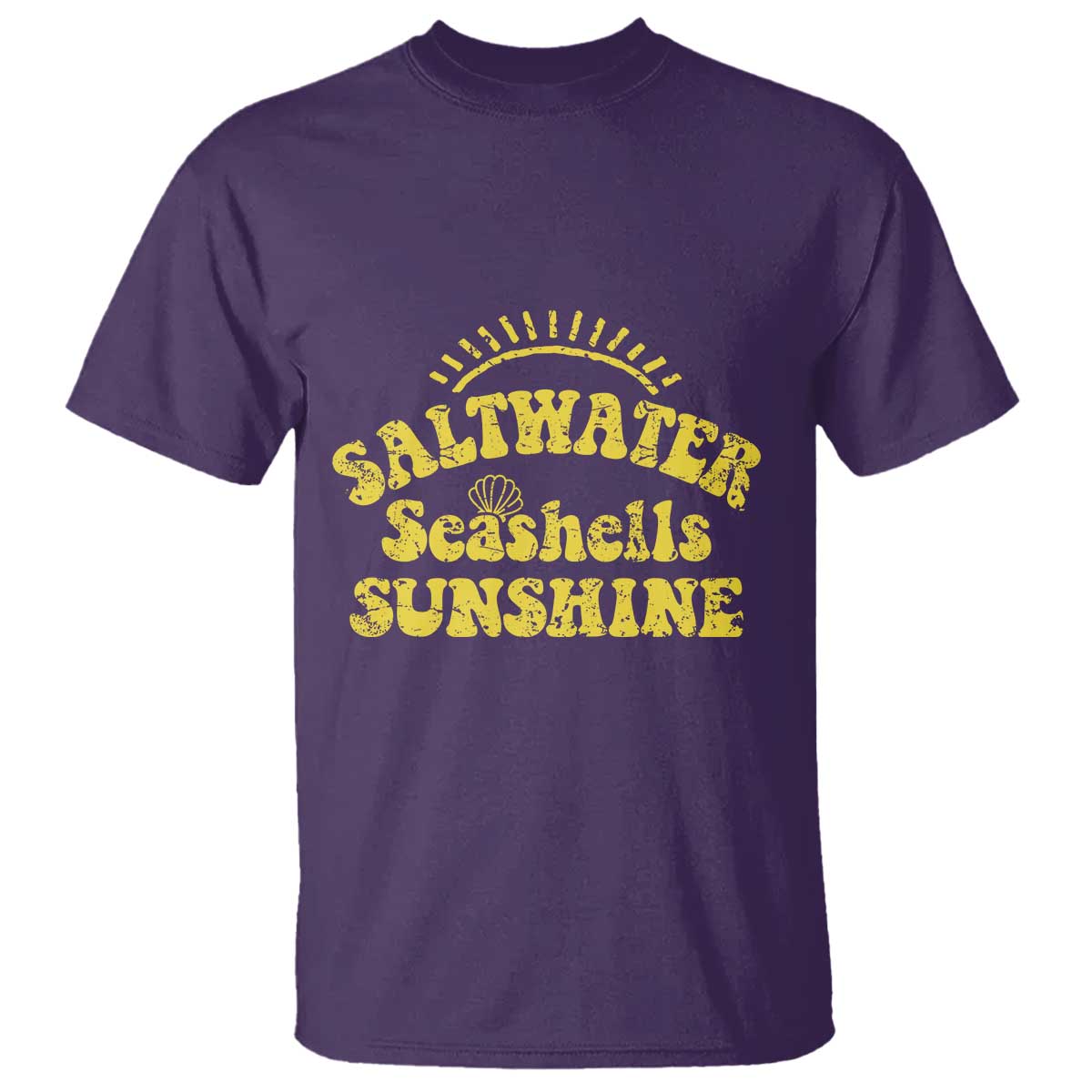 Saltwater Seashells Sunshine T Shirt Beach Summer Vacation Vintage 70's Retro - Wonder Print Shop