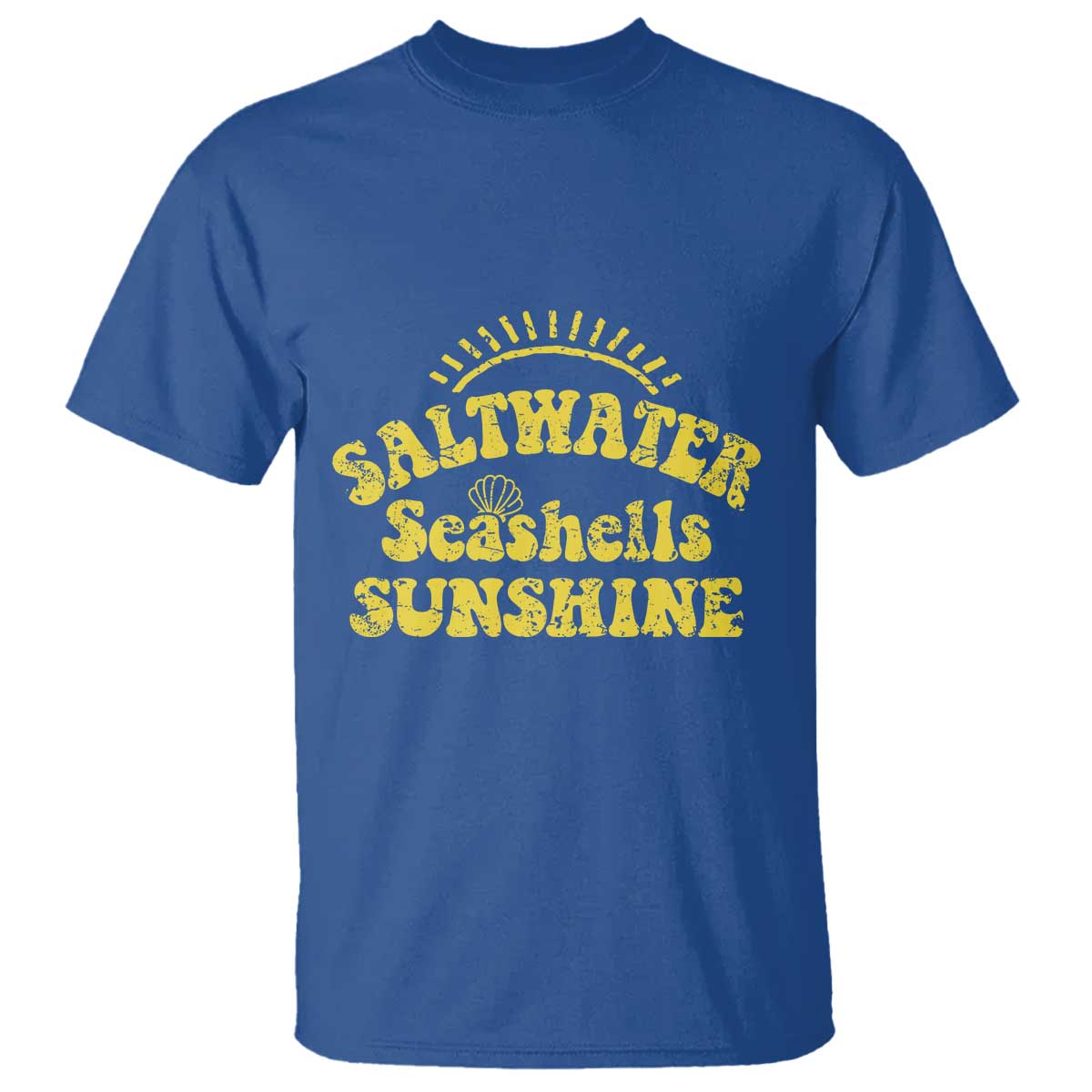 Saltwater Seashells Sunshine T Shirt Beach Summer Vacation Vintage 70's Retro - Wonder Print Shop