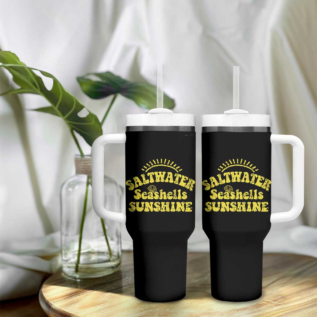 Saltwater Seashells Sunshine Tumbler With Handle Beach Summer Vacation Vintage 70's Retro - Wonder Print Shop