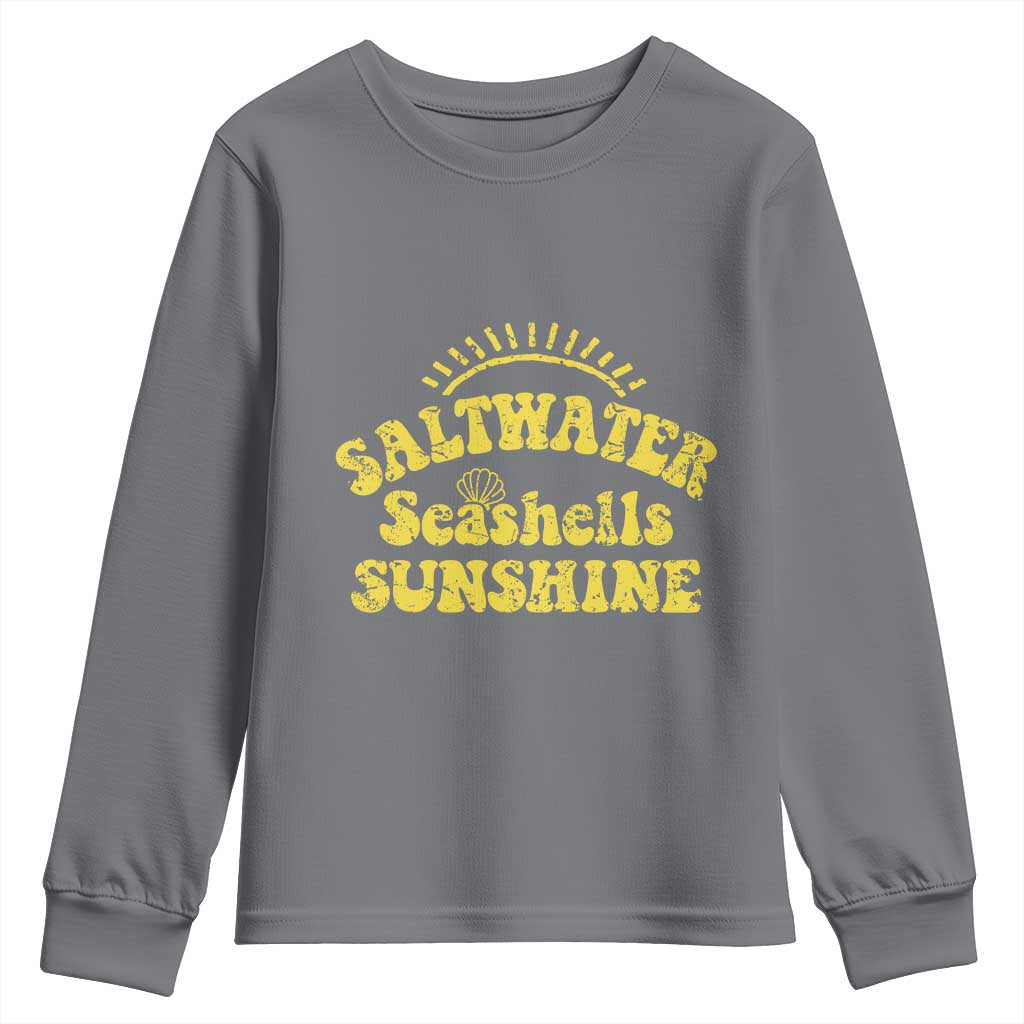 Saltwater Seashells Sunshine Youth Sweatshirt Beach Summer Vacation Vintage 70's Retro - Wonder Print Shop