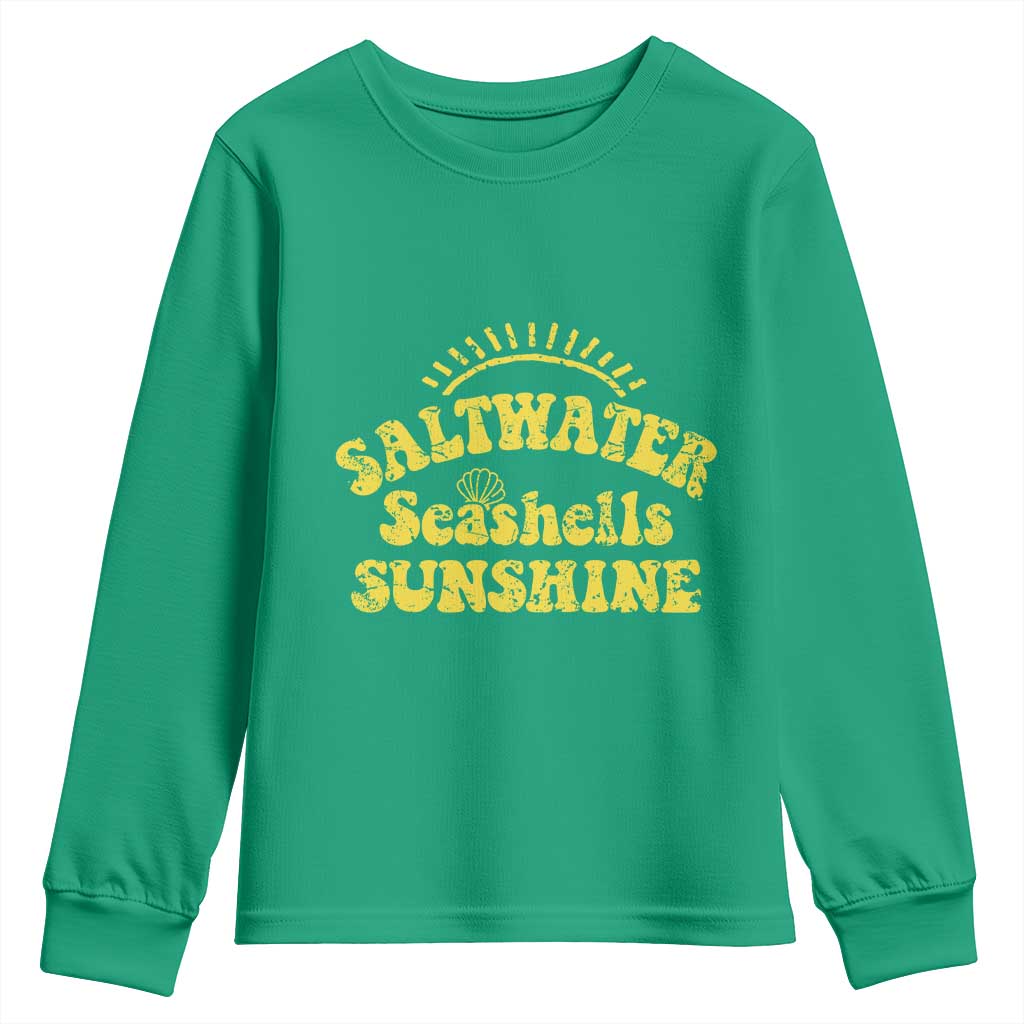 Saltwater Seashells Sunshine Youth Sweatshirt Beach Summer Vacation Vintage 70's Retro - Wonder Print Shop