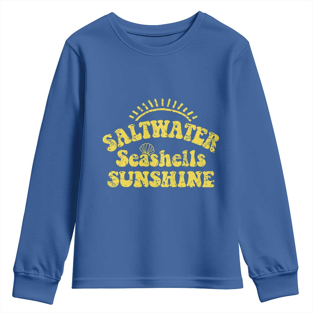 Saltwater Seashells Sunshine Youth Sweatshirt Beach Summer Vacation Vintage 70's Retro - Wonder Print Shop