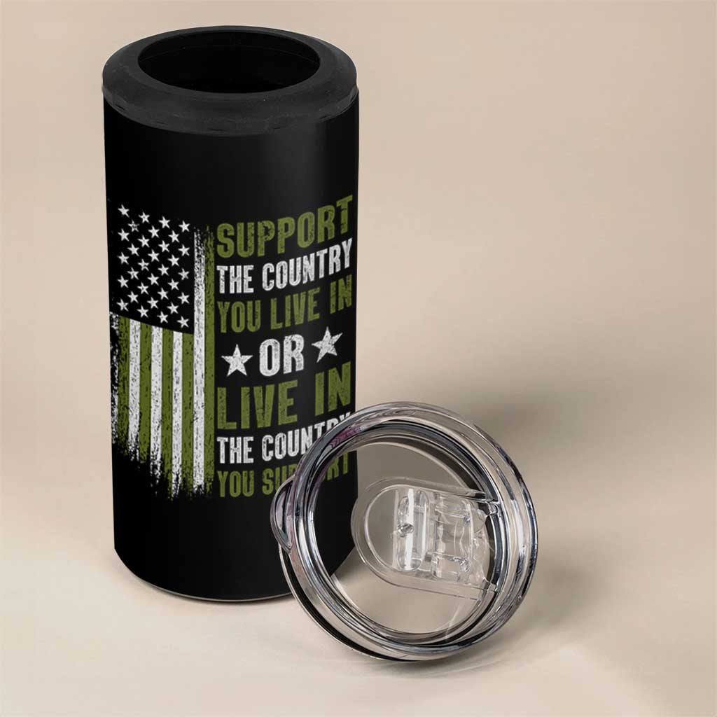Social Justice 4 in 1 Can Cooler Tumbler Support The Country You Live In American Flag - Wonder Print Shop