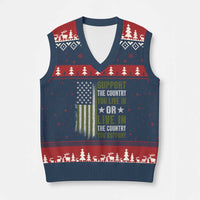 Social Justice V-Neck Knit Sweater Vest Support The Country You Live In American Flag - Wonder Print Shop