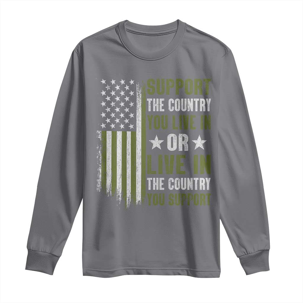 Social Justice Long Sleeve Shirt Support The Country You Live In American Flag - Wonder Print Shop