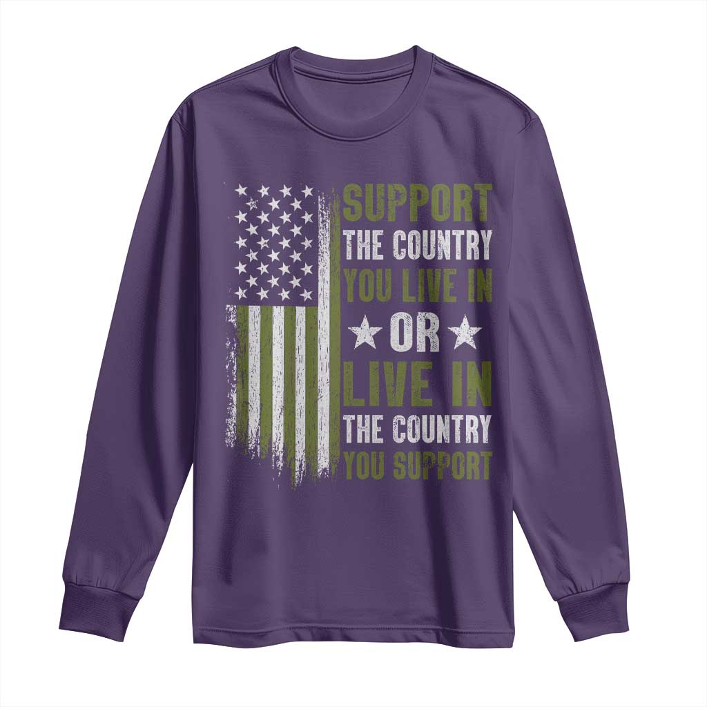 Social Justice Long Sleeve Shirt Support The Country You Live In American Flag - Wonder Print Shop