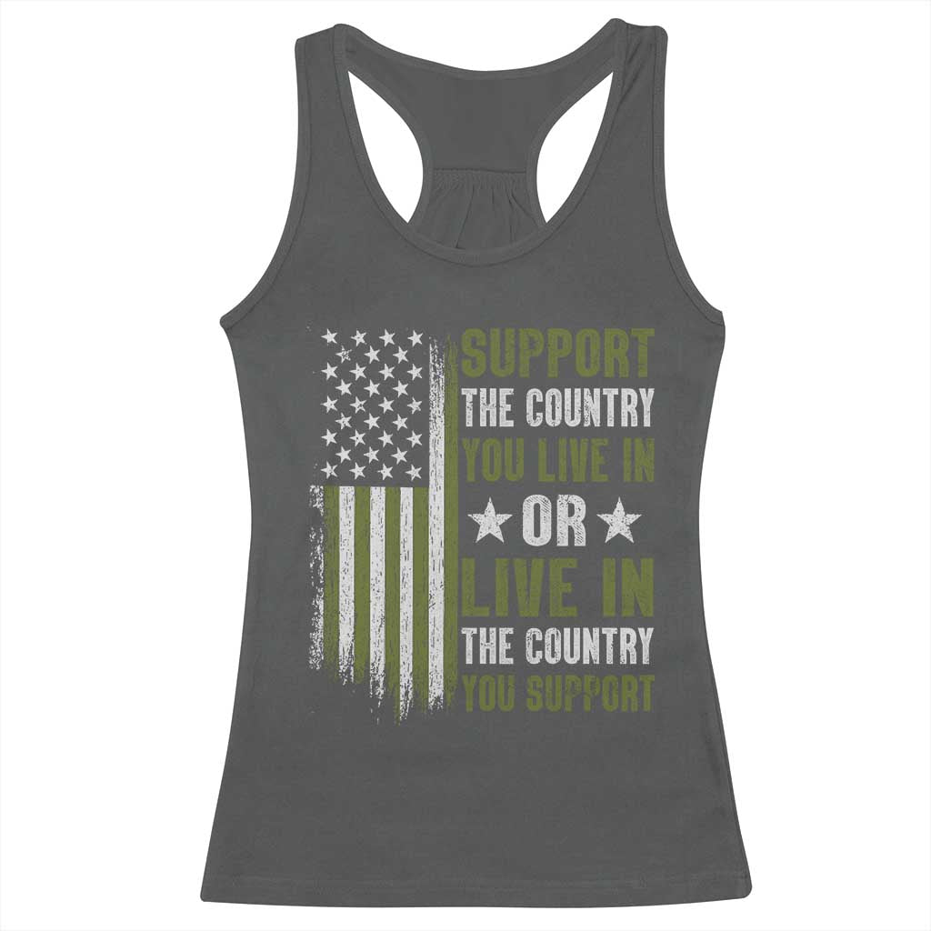 Social Justice Racerback Tank Top Support The Country You Live In American Flag - Wonder Print Shop