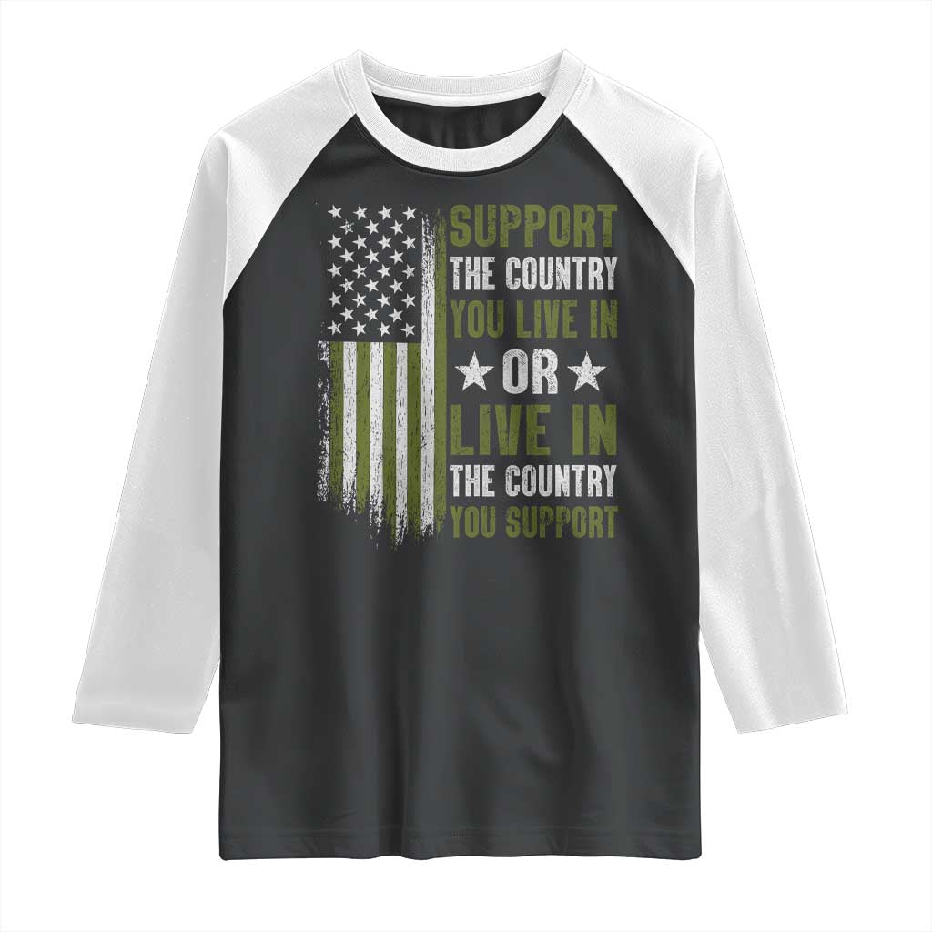 Social Justice Raglan Shirt Support The Country You Live In American Flag - Wonder Print Shop