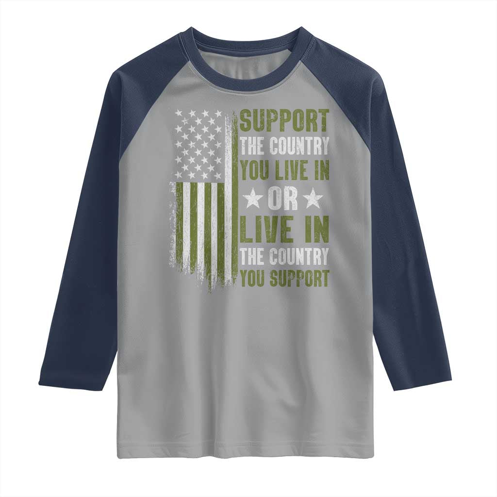 Social Justice Raglan Shirt Support The Country You Live In American Flag - Wonder Print Shop