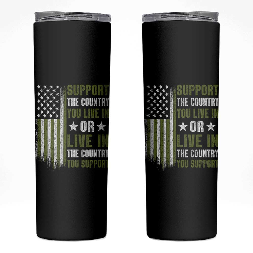 Social Justice Skinny Tumbler Support The Country You Live In American Flag - Wonder Print Shop
