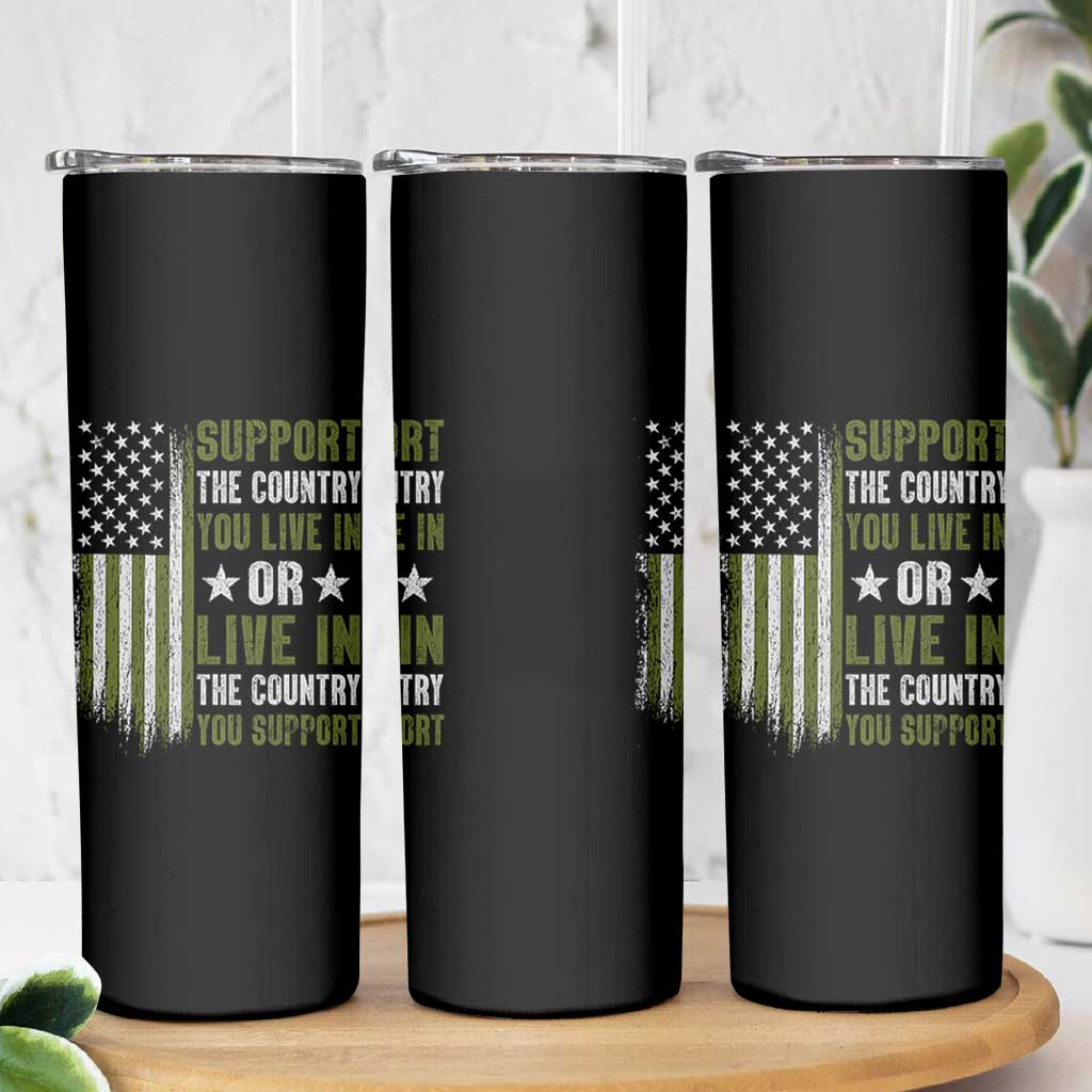 Social Justice Skinny Tumbler Support The Country You Live In American Flag - Wonder Print Shop
