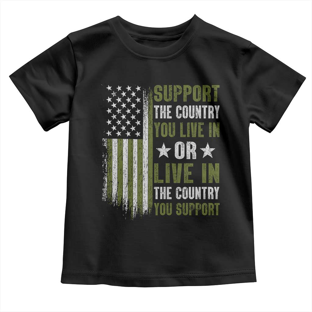 Social Justice Toddler T Shirt Support The Country You Live In American Flag - Wonder Print Shop